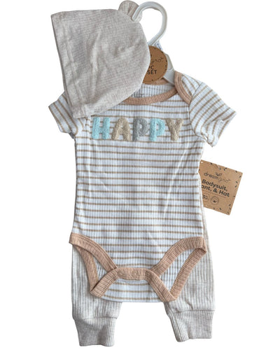 Set Pañalero y Pantalón Happy + Gorro