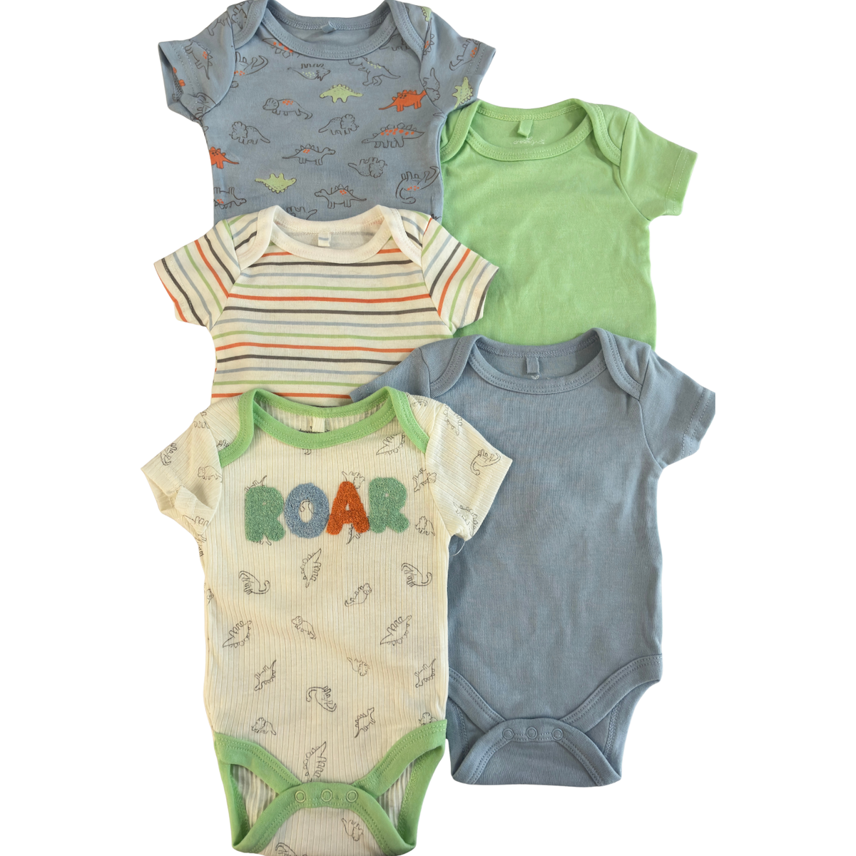 Set de 5 Pañaleros  –  de Dinosaurios y Tonos Verdes y Azules