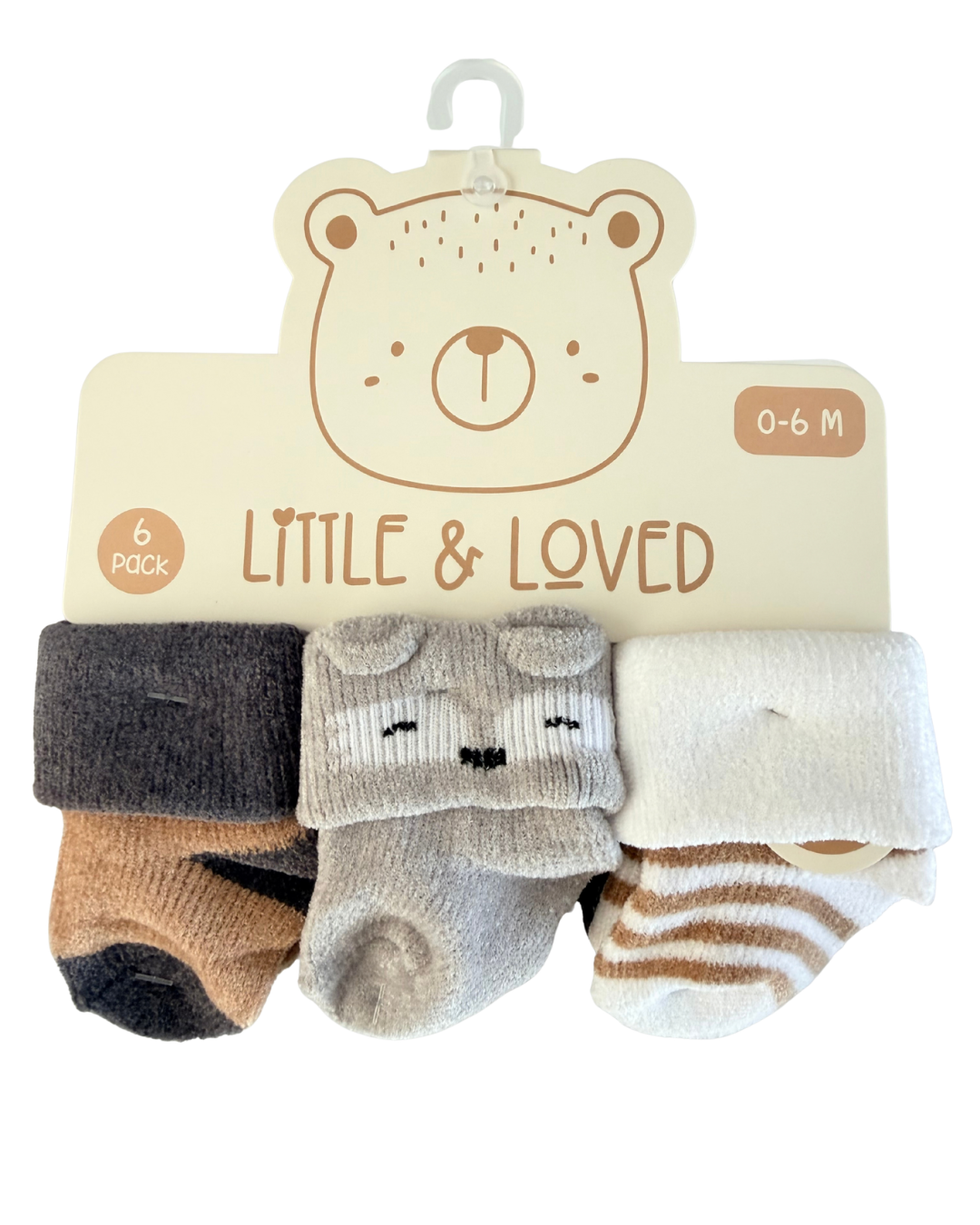 Set de 6 Calcetitas – Osito Gris y Neutros