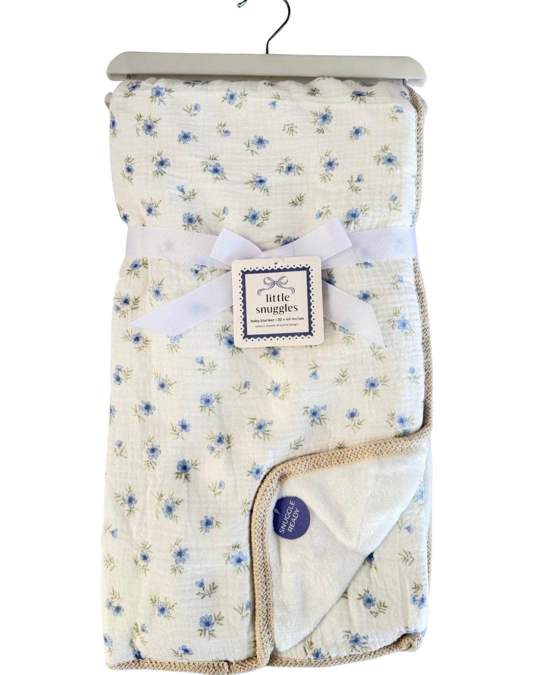 Cobija de Muselina con Reverso Afelpado – Flores Azules