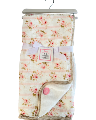 Cobija de Muselina con Reverso Afelpado – Rosas Vintage