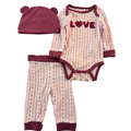 Set de 3 Piezas  – Pañalero, Pantalón y Gorrito Diseño LOVE