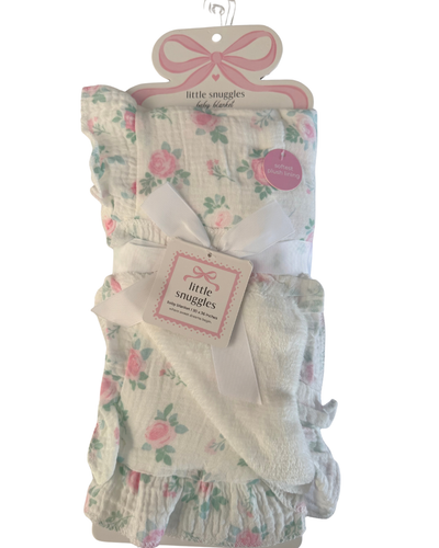 Cobija de Muselina con Reverso Afelpado – Rosas 🌷