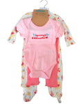 Set Mameluco, Pañalero y Pantalón Floral + Diadema