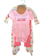 Set Mameluco, Pañalero y Pantalón Floral + Diadema