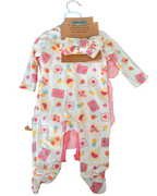 Set Mameluco, Pañalero y Pantalón Floral + Diadema