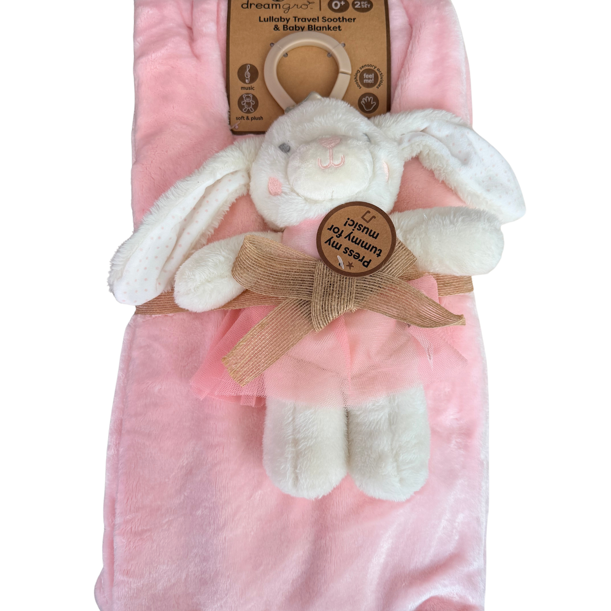 Set de Cobija Afelpada con Conejita Musical – Rosa