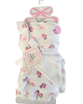 obija de Muselina con Reverso Afelpado – Flores y Moñitos Rosa 🎀🌸