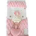 Set de Cobija Afelpada con Juguete Sensorial – Conejita Rosa