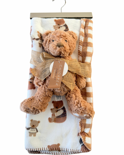 Set Cobija para Bebé + Osito de Peluche 🤎