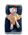 🧸 Set de Cobija con Peluche Osito – Azul Marino