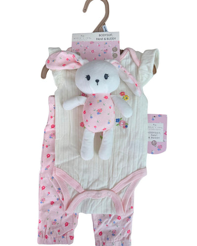 Set Pañalero y Pantalón Floral + Peluche Coneja