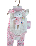 Set Pañalero y Pantalón Floral + Peluche Coneja