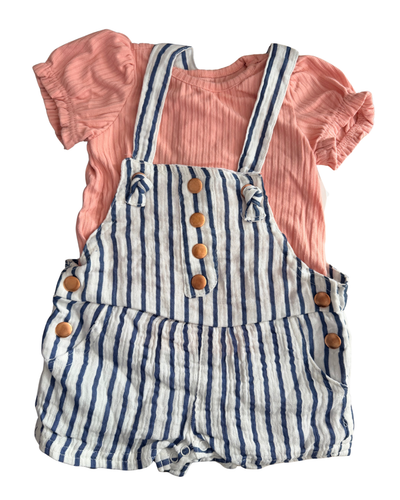 Set Overol Rayado y Playera Peach