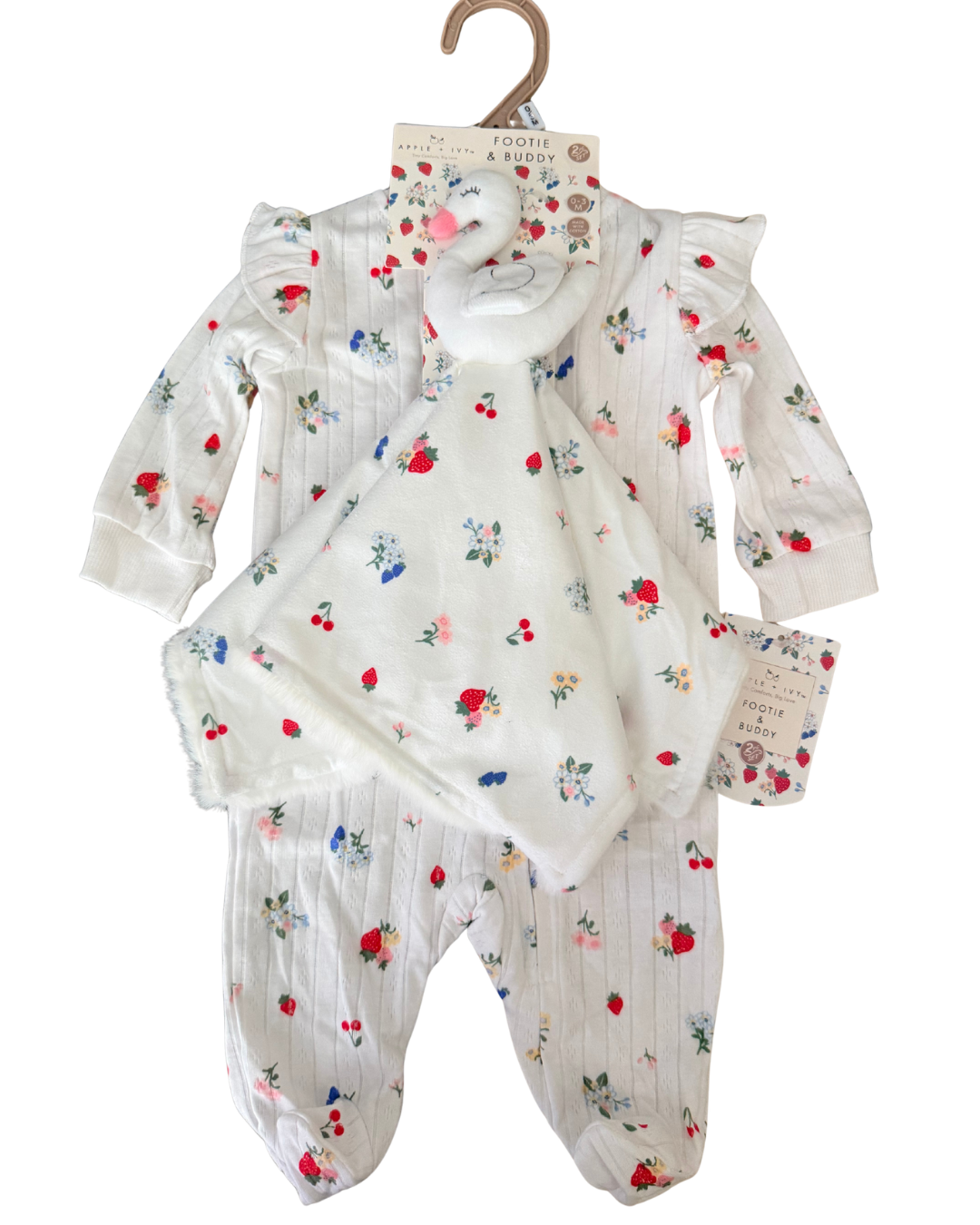 Set Pijama Mameluco Footie + Mantita de Apego Cisne