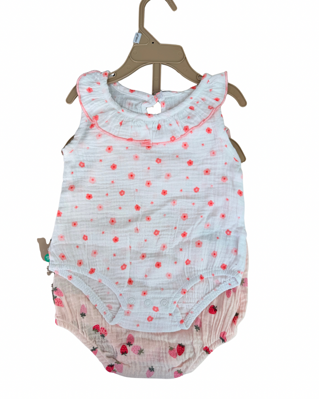 Set 2 Rompers Muselina Floral / Fresas