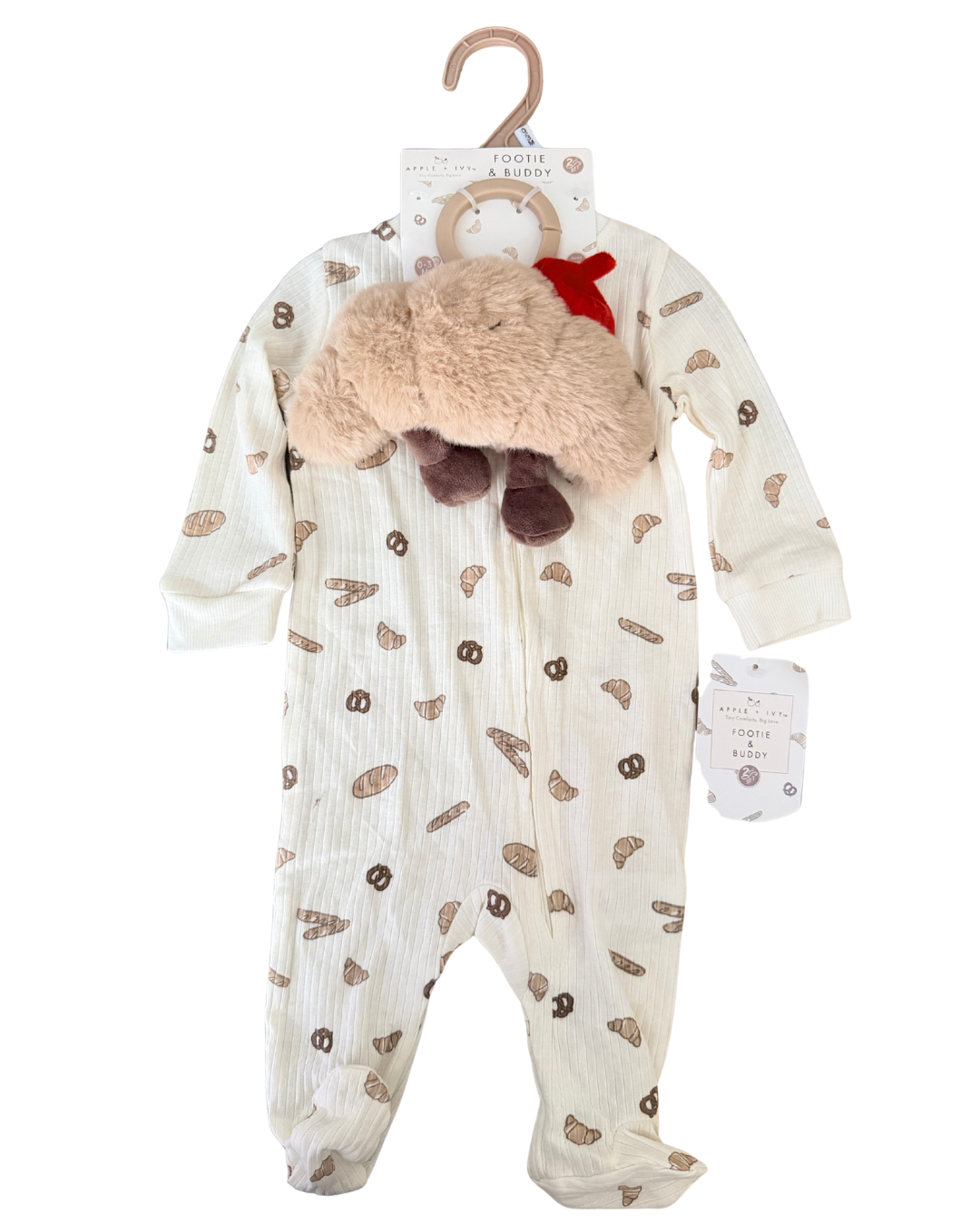 Set Pijama Mameluco Footie + Peluche Croissant