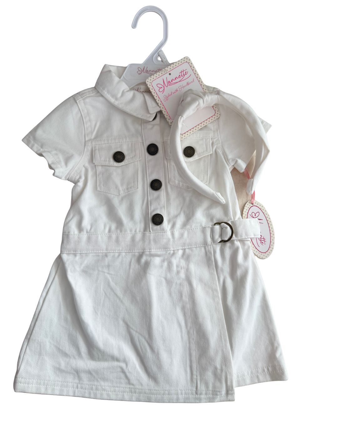 Set Vestido Mezclilla Blanca + Diadema